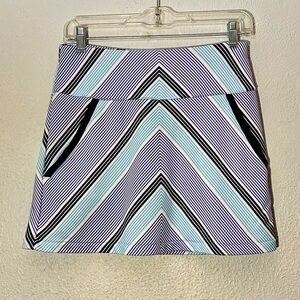 Adidas ClimaCool Exercise Skirt Striped Skort Shorts Womens Size XS chevron